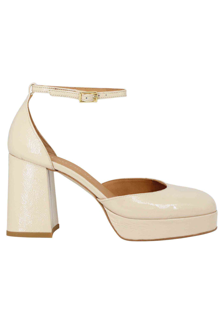 Spatarella Decollete Donna In Vernice Cipria Con Tacco Alto E Plateau