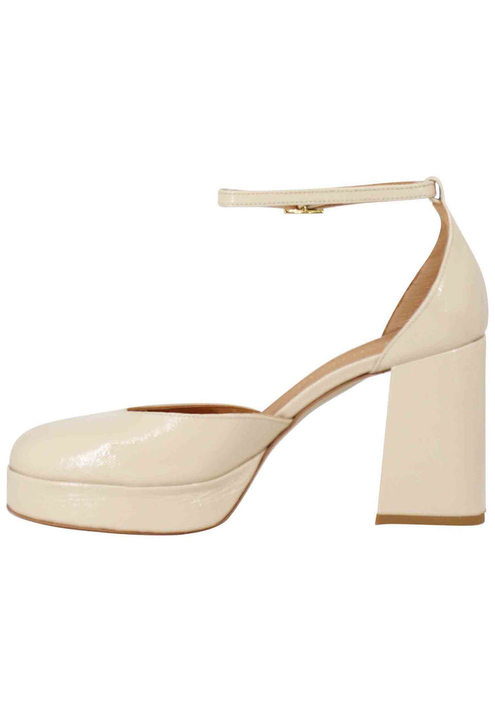 Spatarella Decollete Donna In Vernice Cipria Con Tacco Alto E Plateau