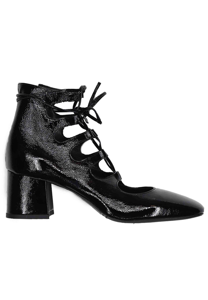 Spatarella Decollete Donna In Vernice Nera Con Lacci Lunghi