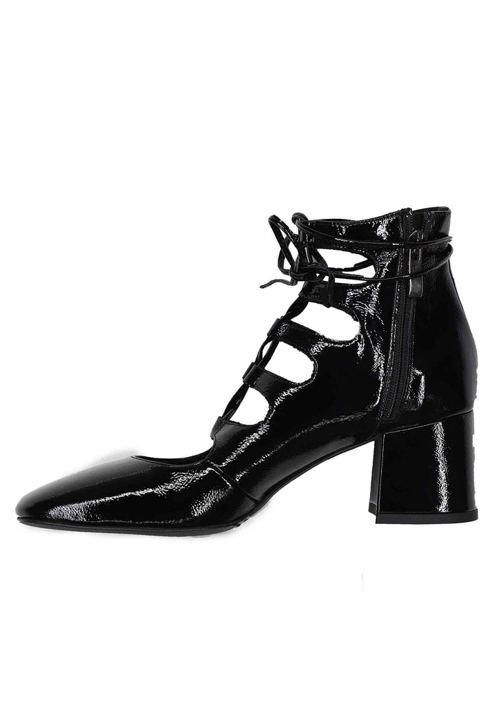 Spatarella Decollete Donna In Vernice Nera Con Lacci Lunghi