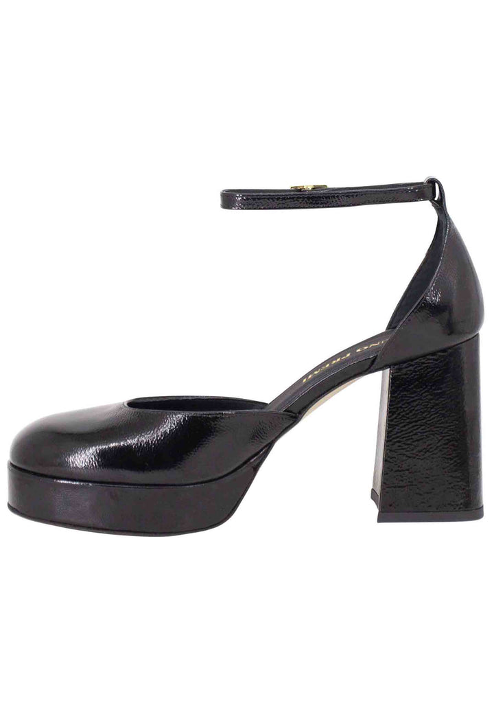 Spatarella Decollete Donna In Vernice Nera Con Tacco Alto E Plateau