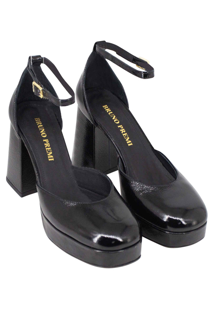 Spatarella Decollete Donna In Vernice Nera Con Tacco Alto E Plateau