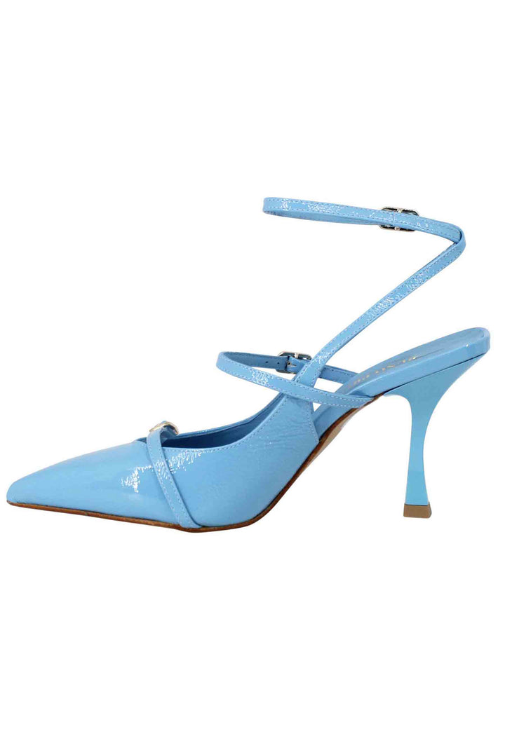 Spatarella Decollete Donna Tai Laliet In Vernice Celeste Con Doppi Cinturini E Tacco Alto