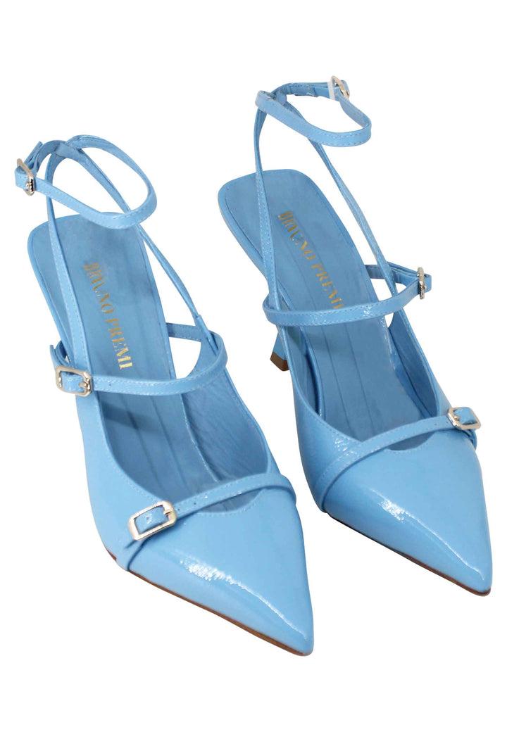 Spatarella Decollete Donna Tai Laliet In Vernice Celeste Con Doppi Cinturini E Tacco Alto