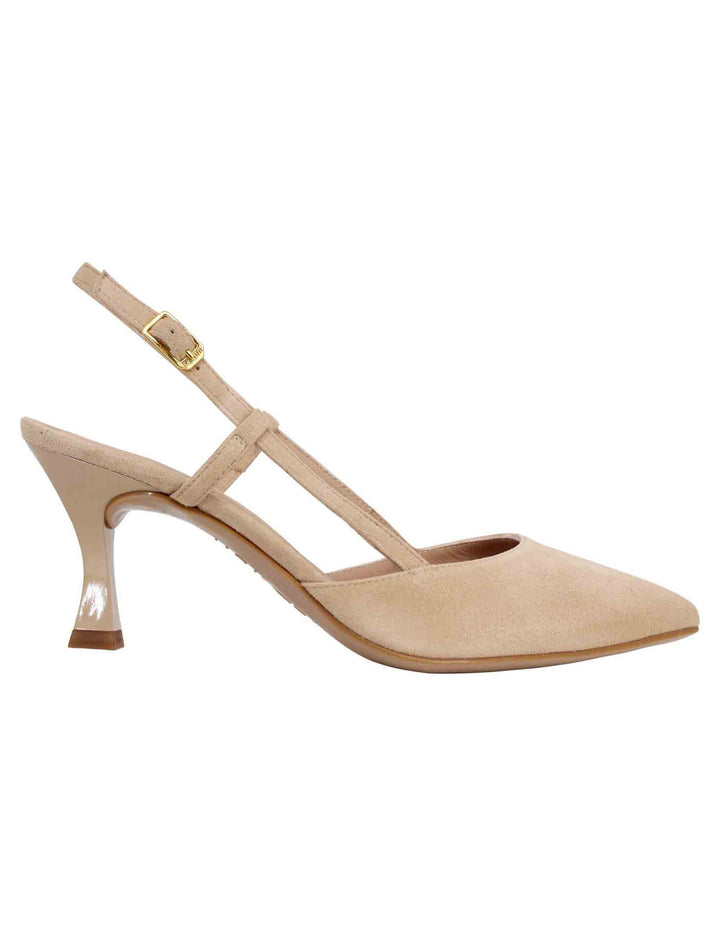 Spatarella Decollete slingback donna in camoscio nude tacco alto