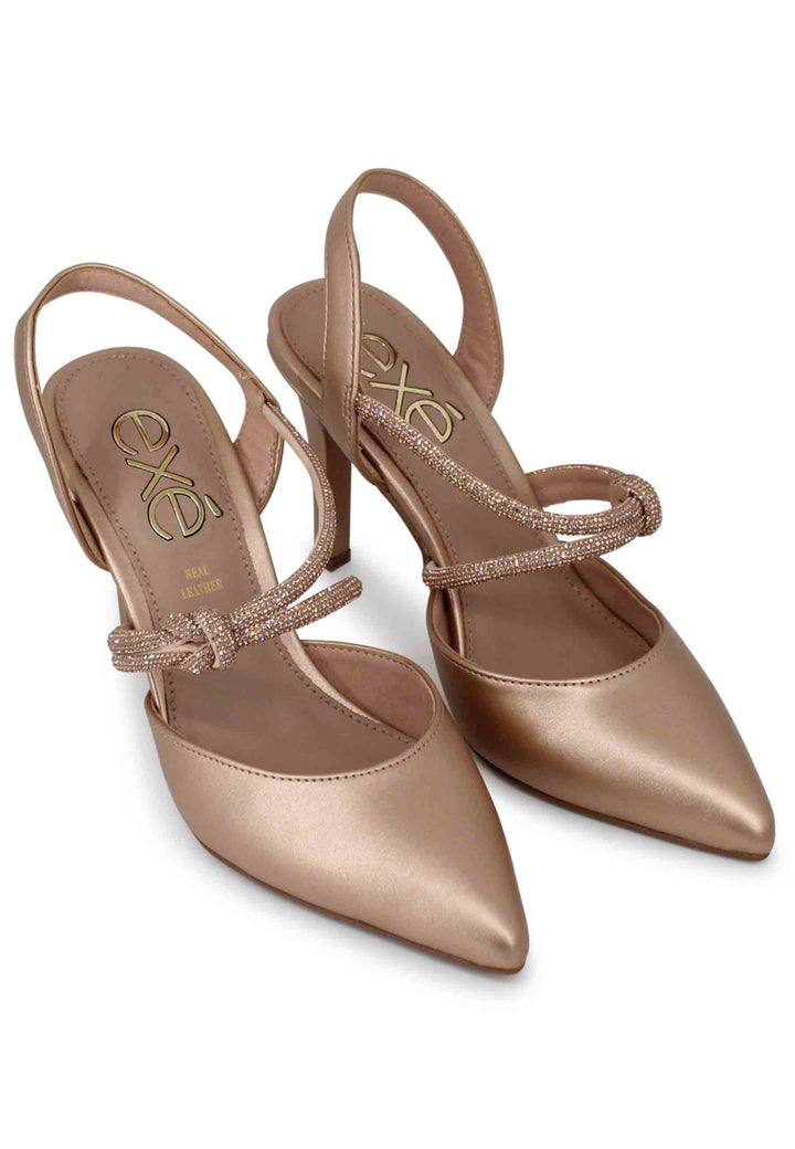 Spatarella Decollete Slingback Donna In Eco Pelle Rosa Lame Tacco Alto