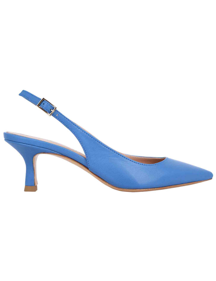 Spatarella Decollete slingback donna in pelle blu tacco basso