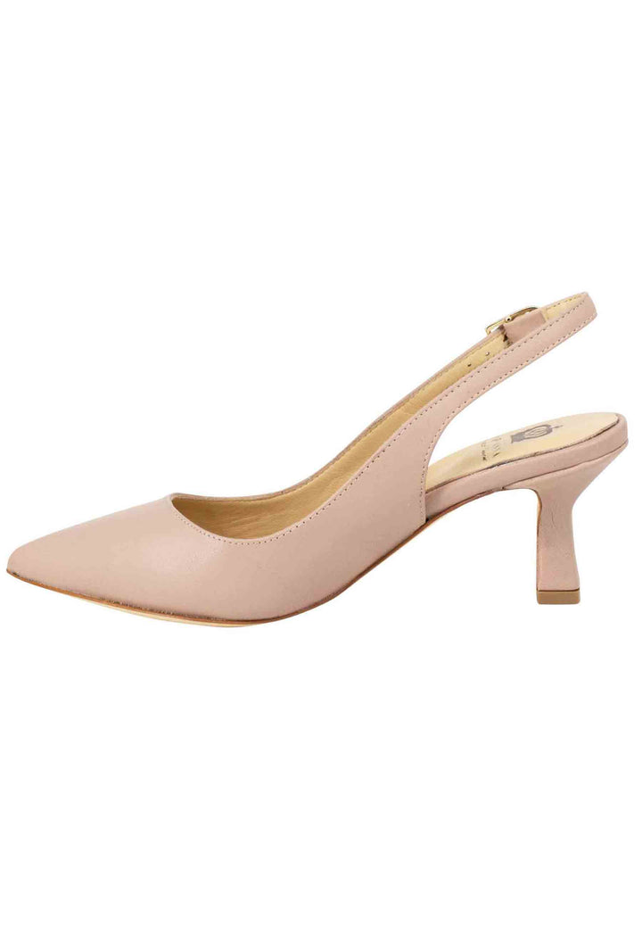 Spatarella Decollete Slingback Donna In Pelle Cipria Suola In Cuoio