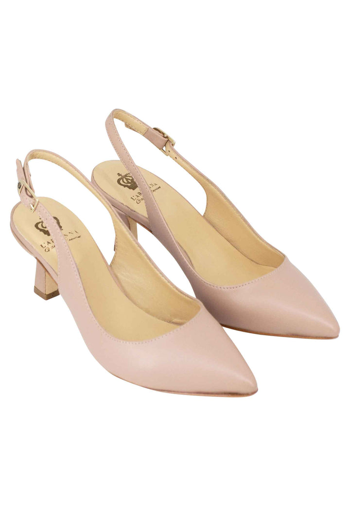 Spatarella Decollete Slingback Donna In Pelle Cipria Suola In Cuoio