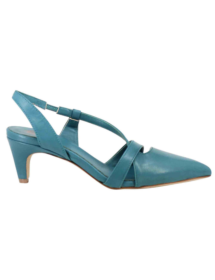 Spatarella Decollete Slingback Donna In Pelle Ottanio Con Tacco Basso