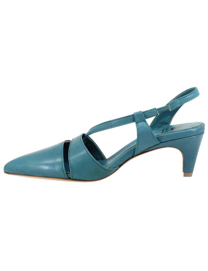 Spatarella Decollete Slingback Donna In Pelle Ottanio Con Tacco Basso
