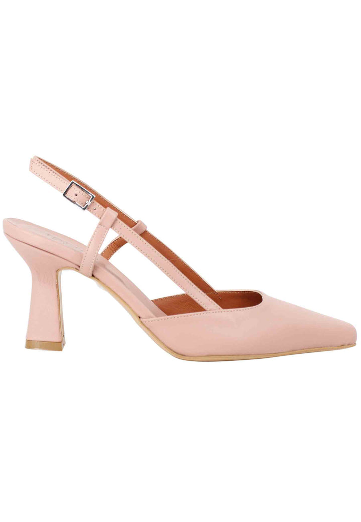 Spatarella Decollete Slingback Donna In Pelle Rosa Con Tacco Alto