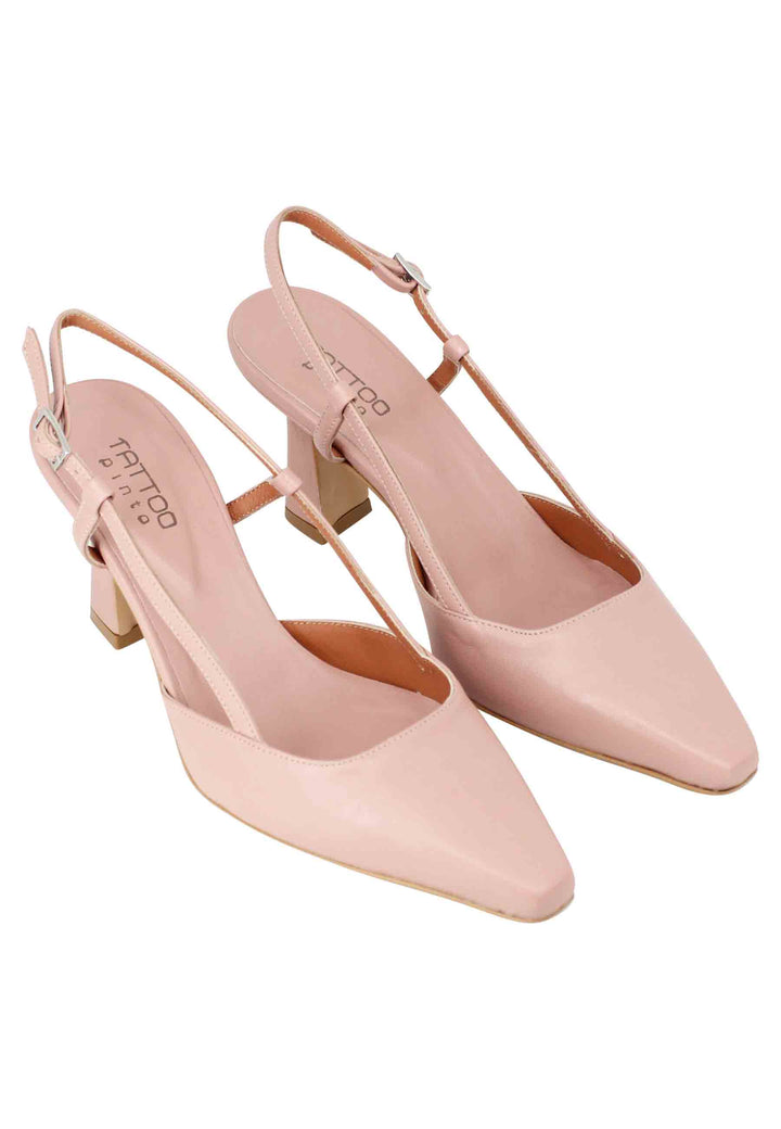 Spatarella Decollete Slingback Donna In Pelle Rosa Con Tacco Alto