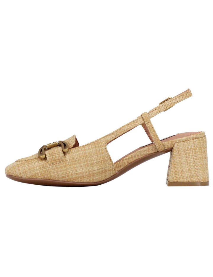 Spatarella Decollete Slingback Donna In Tessuto Naturale Con Fibbia Renée