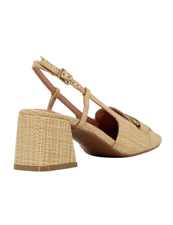 Spatarella Decollete Slingback Donna In Tessuto Naturale Con Fibbia Renée
