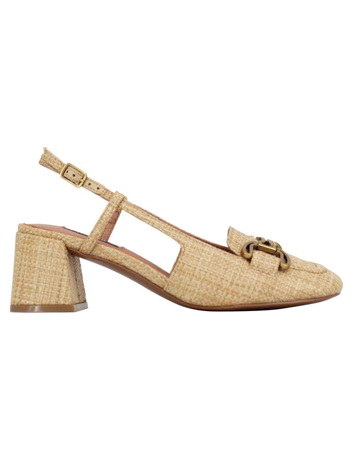 Spatarella Decollete slingback donna in tessuto naturale con fibbia Renée