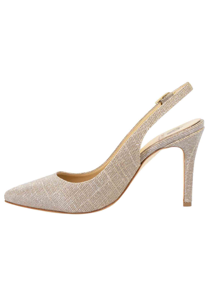 Spatarella Decollete Slingback Donna In Tessuto Nude Tacco Alto