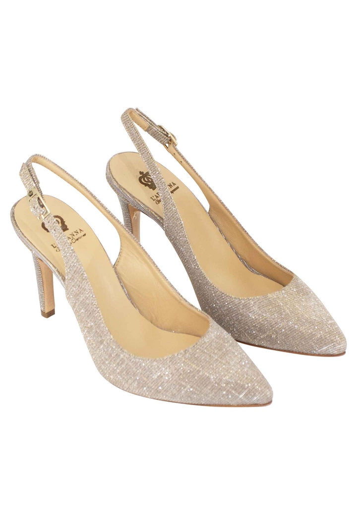 Spatarella Decollete Slingback Donna In Tessuto Nude Tacco Alto