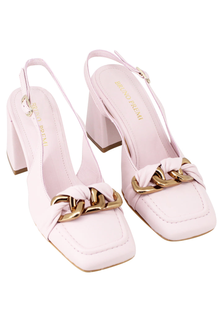 Spatarella Decollete Slingback Donna Tal Bon In Pelle Glicine Tacco Alto E Punta Quadra