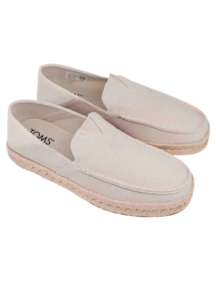 Spatarella Espadrillas Uomo In Tela Beige Con Suola In Corda