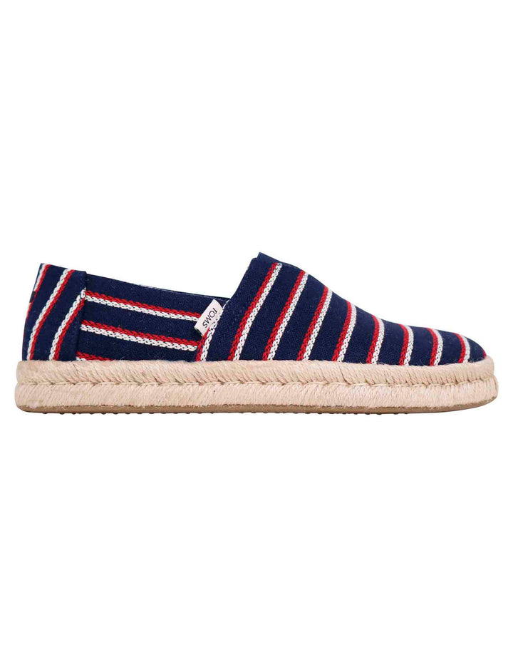 Spatarella Espadrillas Uomo In Tela Blu Con Suola In Corda