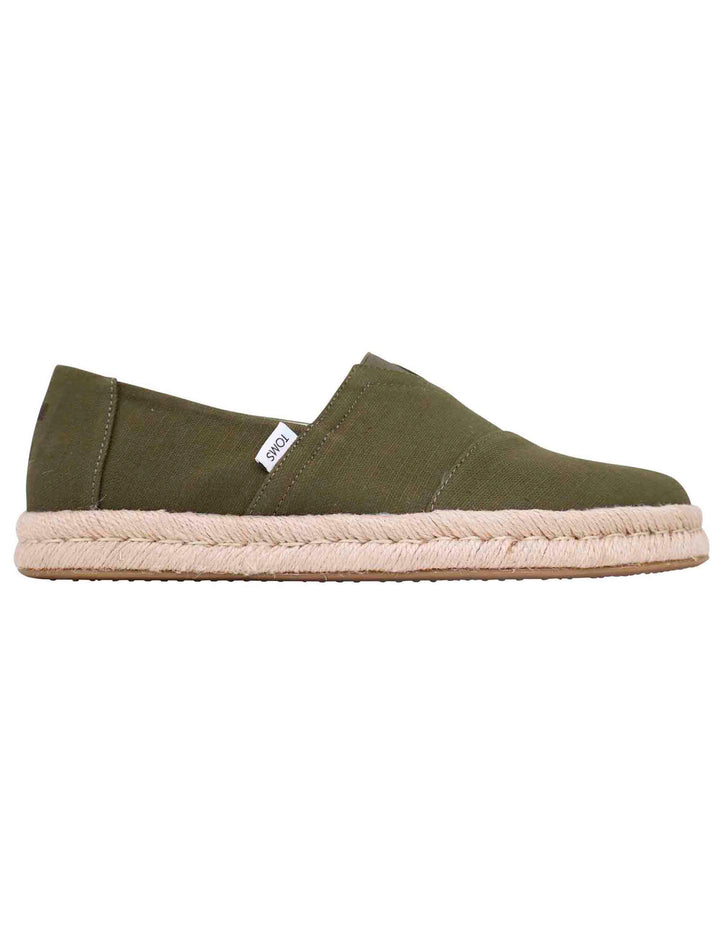 Spatarella Espadrillas Uomo In Tela Verde Con Suola In Corda