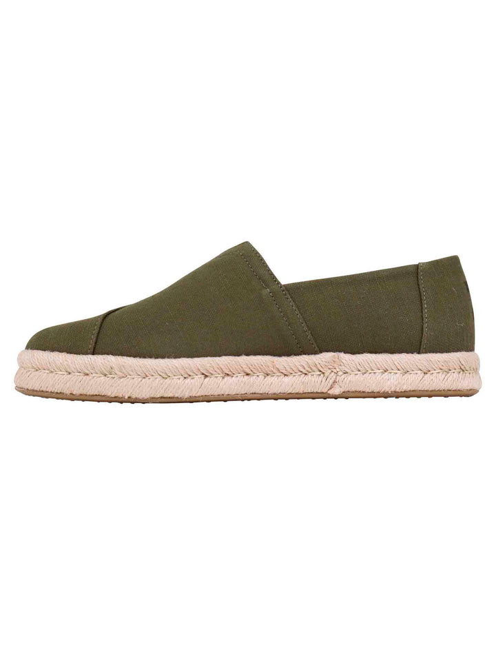 Spatarella Espadrillas Uomo In Tela Verde Con Suola In Corda