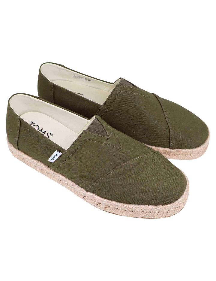 Spatarella Espadrillas Uomo In Tela Verde Con Suola In Corda