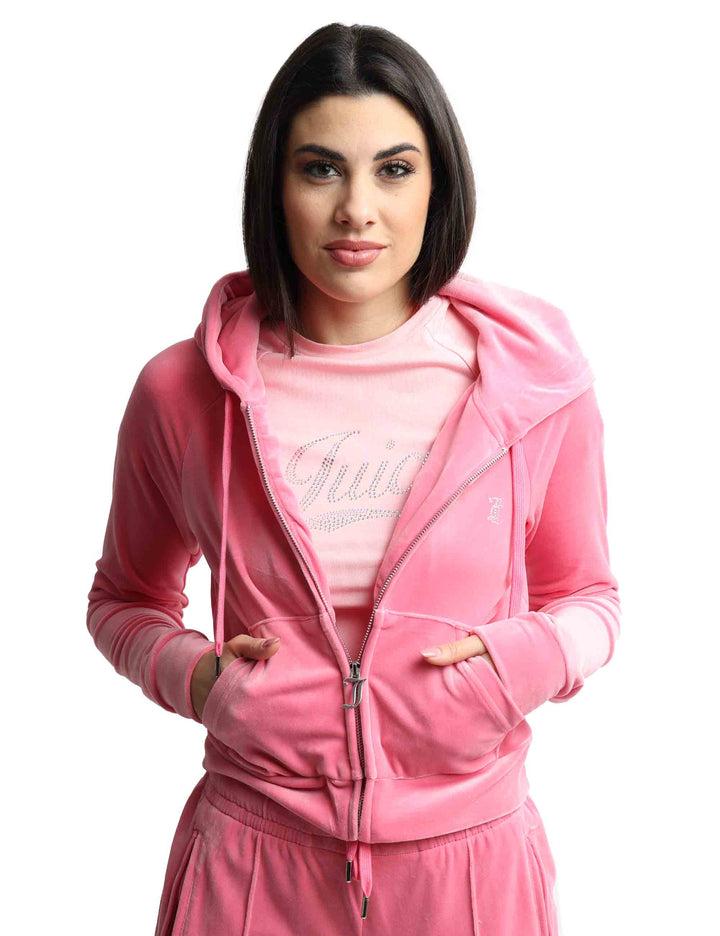 Spatarella Felpe Donna Madison In Tessuto Rosa Con Cappuccio E Zip