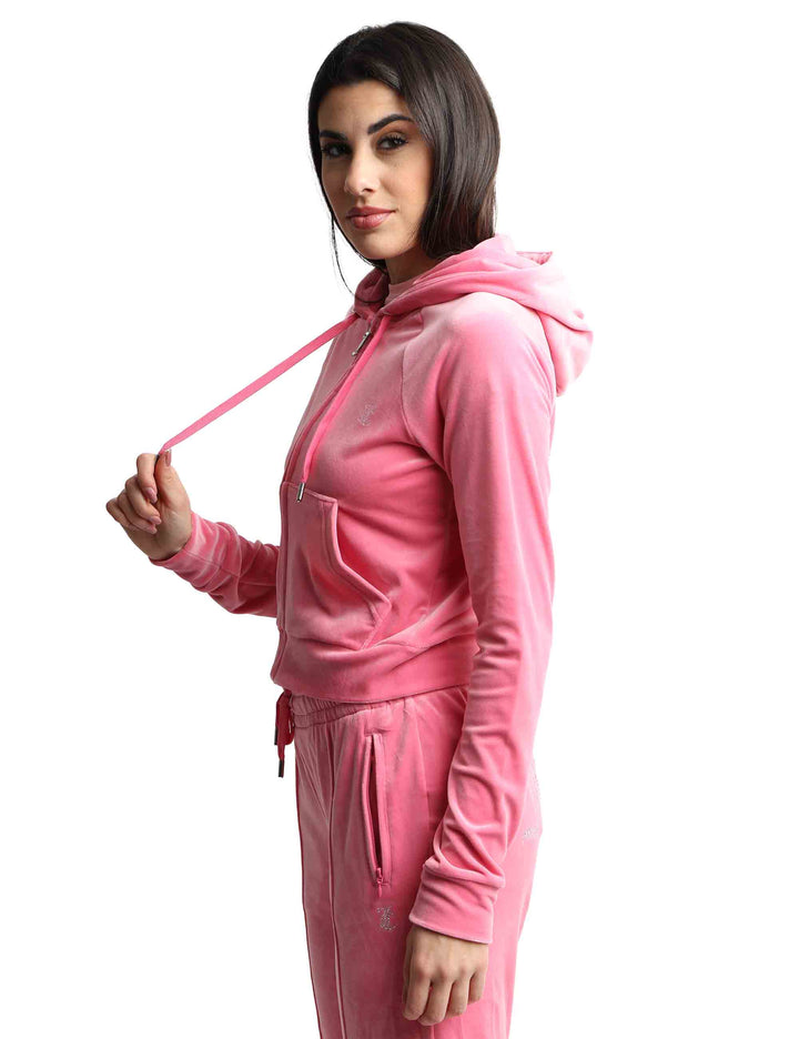 Spatarella Felpe Donna Madison In Tessuto Rosa Con Cappuccio E Zip
