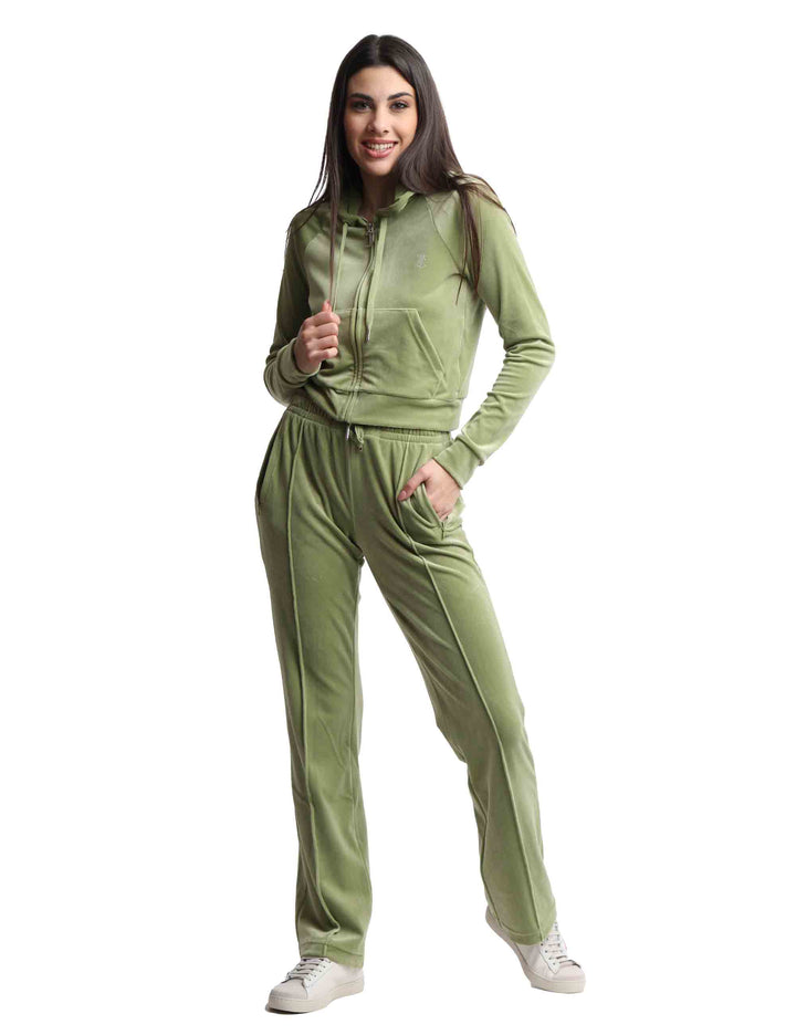 Spatarella Felpe Donna Madison In Tessuto Verde Con Cappuccio E Zip