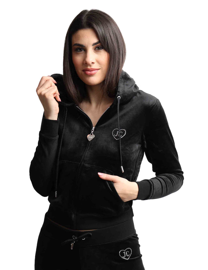 Spatarella Felpe Donna Rodeo Robertson In Tessuto Nero Con Cappuccio E Zip