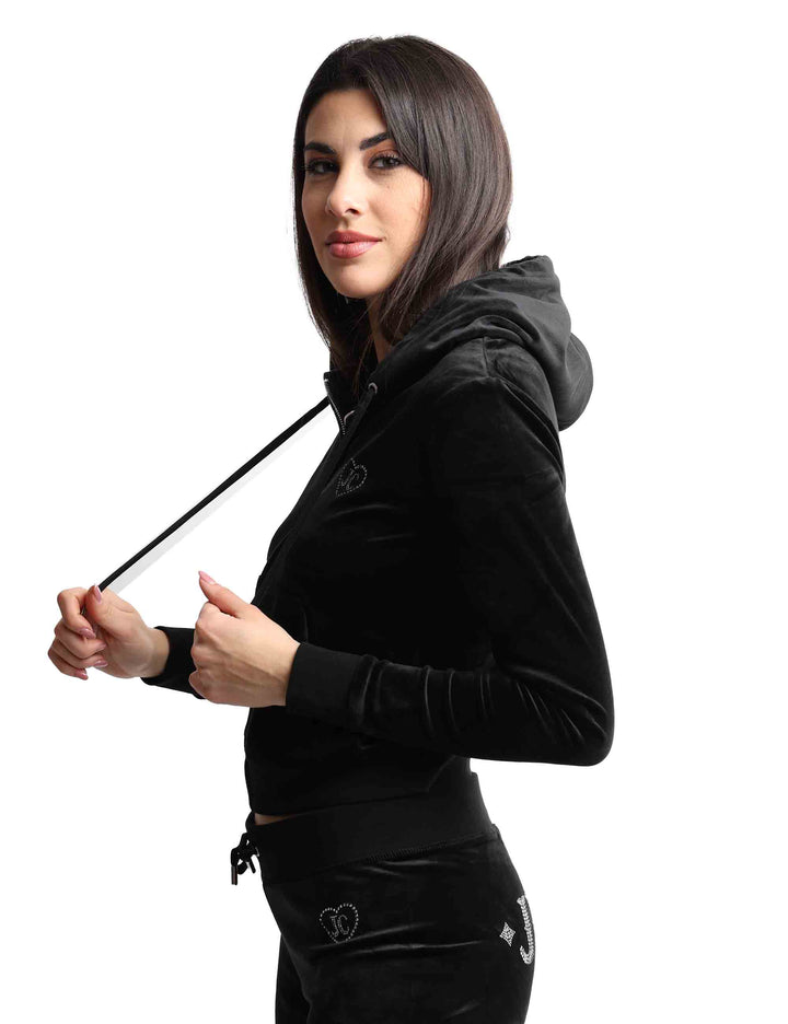 Spatarella Felpe Donna Rodeo Robertson In Tessuto Nero Con Cappuccio E Zip