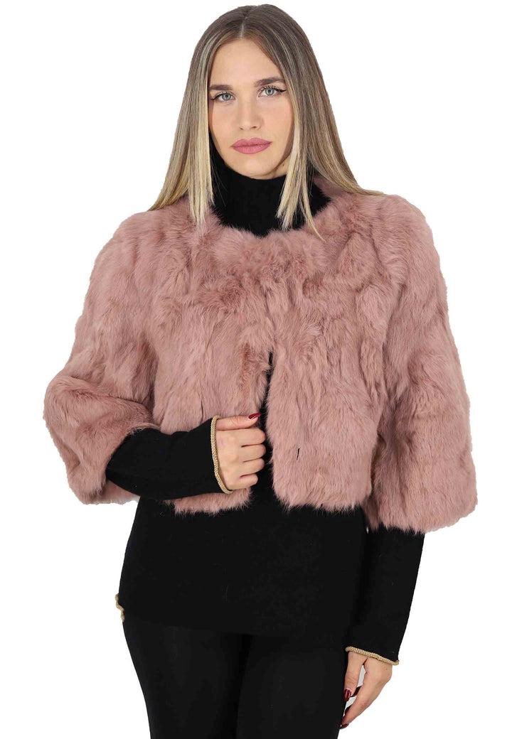 Spatarella Giacche donna in lapin cipria a girocollo