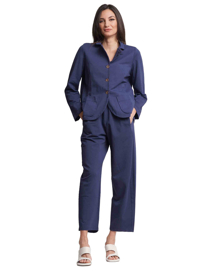 Spatarella Giacche Sportive Donna Maniche Lunghe In Cotone Blu