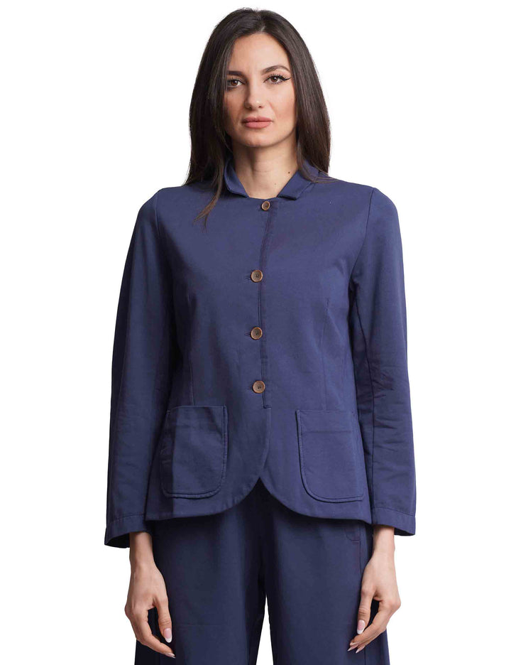 Spatarella Giacche Sportive Donna Maniche Lunghe In Cotone Blu