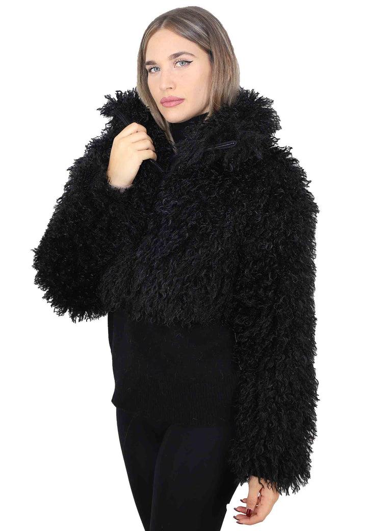 Spatarella Giubbini Corti Donna In Eco Pelliccia Nera