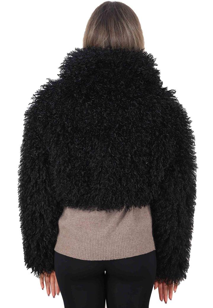 Spatarella Giubbini Corti Donna In Eco Pelliccia Nera