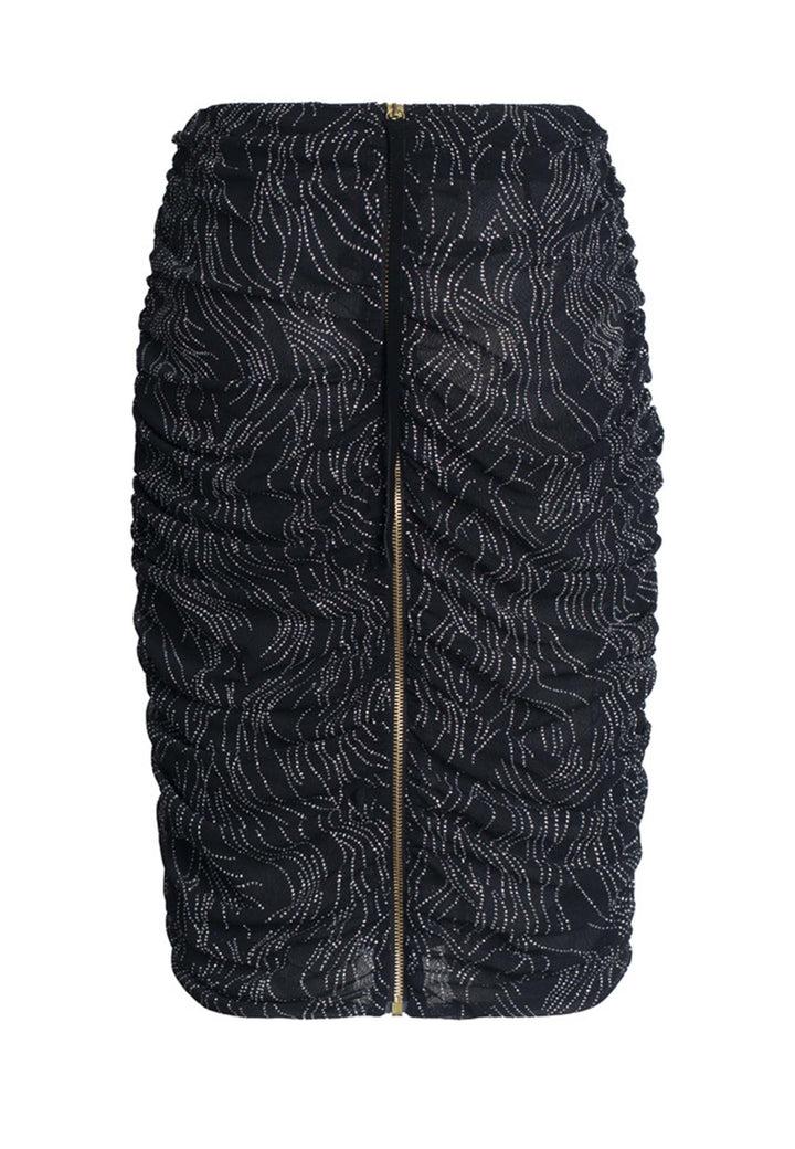 Spatarella Gonna Longhette Donna In Tessuto Pailletato Nero Trasparente