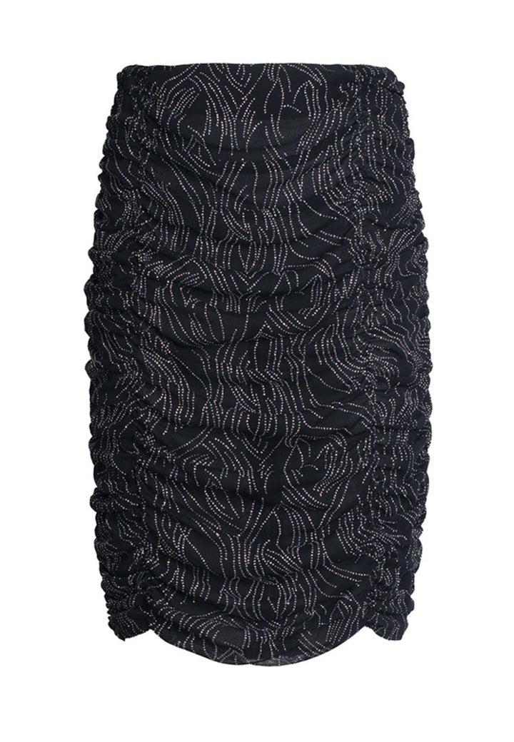 Spatarella Gonna longhette donna in tessuto pailletato nero trasparente