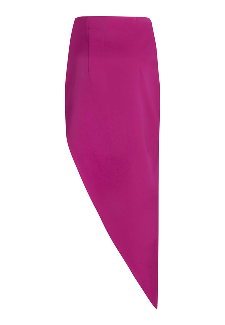 Spatarella Gonna Midi Donna In Tessuto Fuxia Con Punta Laterale E Spacco