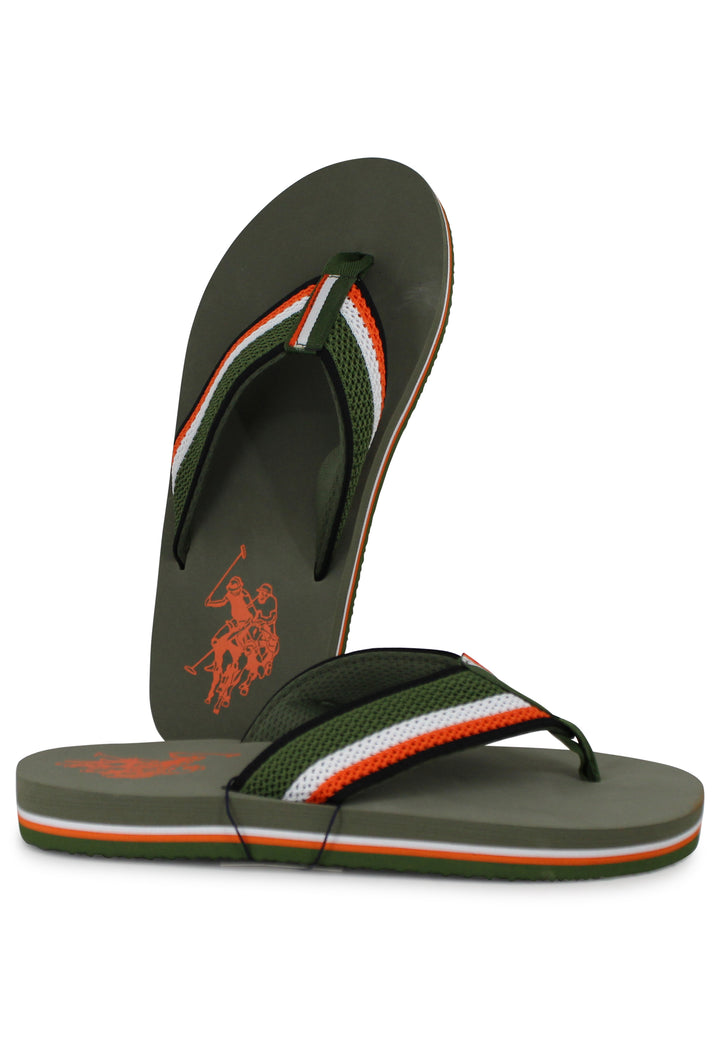 Spatarella Infradito Uomo In Tessuto Verde Con Suola In Gomma Leggera