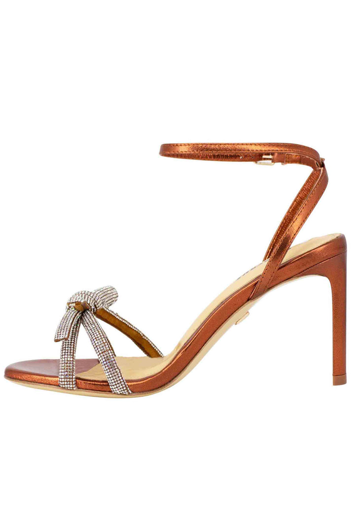 Spatarella Lisboa Sandali Donna In Pelle Bronzo Con Gioiello E Tacco Alto