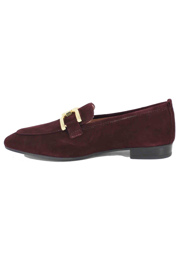 Spatarella Mocassini Donna In Camoscio Bordeaux Con Morsetto Oro
