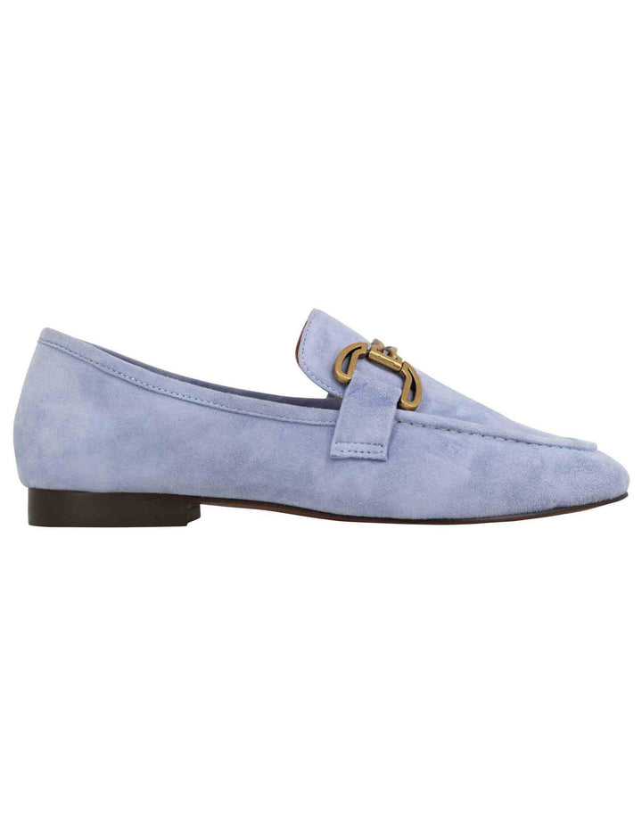Spatarella Mocassini Donna In Camoscio Celeste Con Mosetto E Tacco Basso Zagreb