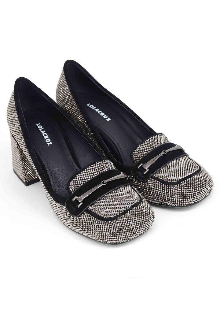 Spatarella Mocassini Donna In Camoscio Nero Con Borchie Argento Lison