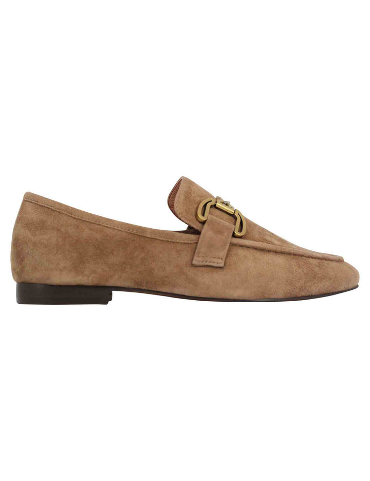 Spatarella Mocassini Donna In Camoscio Taupe Con Mosetto E Tacco Basso Zagreb