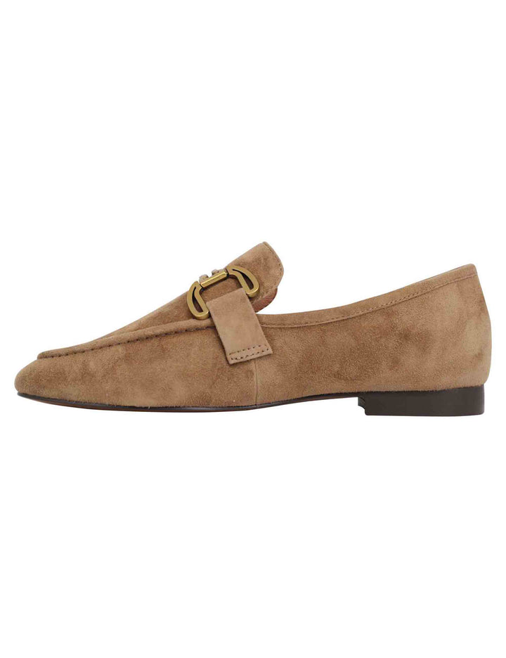 Spatarella Mocassini Donna In Camoscio Taupe Con Mosetto E Tacco Basso Zagreb