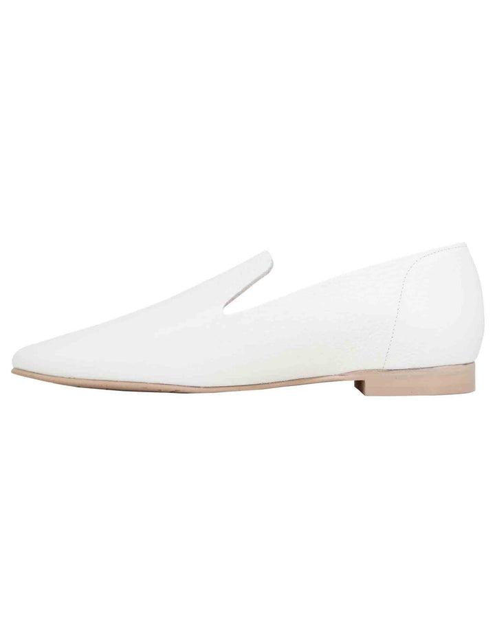 Spatarella Mocassini Donna In Pelle Bianca Con Punta Tonda