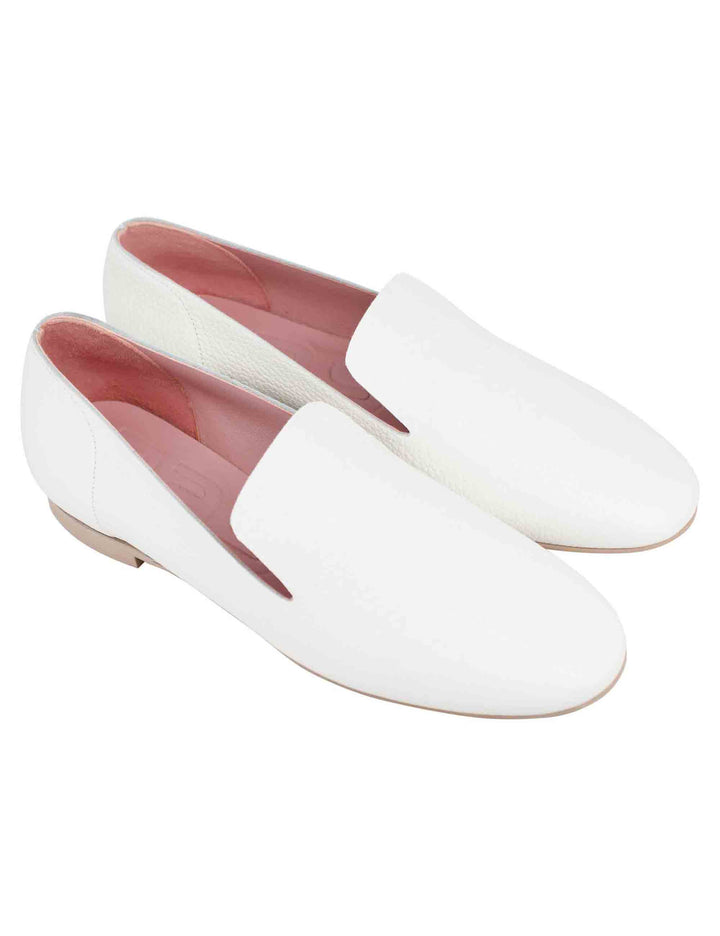 Spatarella Mocassini Donna In Pelle Bianca Con Punta Tonda